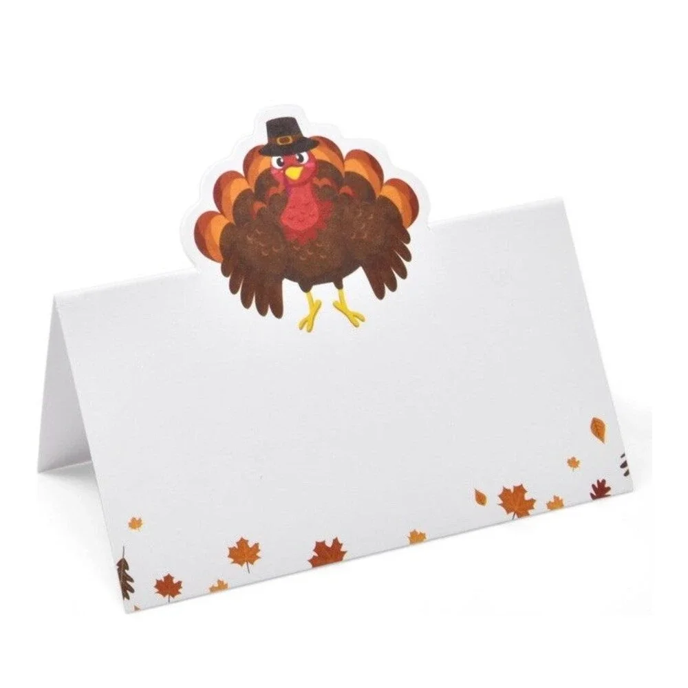 100 PK. Turkey White Place Cards for Thanksgiving Parties: 3.5” x 2”) NEW